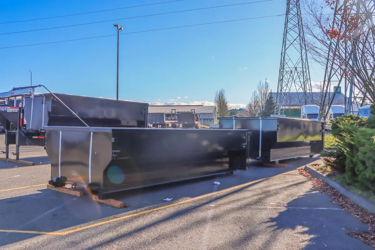 Roll-off dumpster ready for waste disposal at job site for 2 Yard Dumpster Rental in Lockport